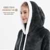 Qeils Oversized Wearable Blanket Hoodie, Comfy Sherpa Sweatshirt Pullover Jacket (Large Pocket, Dark Grey, Adult)