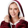 Qeils Oversized Wearable Blanket Hoodie, Comfy Sherpa Sweatshirt Pullover Jacket (Large Pocket, Burgundy, Adult)