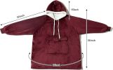 Qeils Oversized Wearable Blanket Hoodie, Comfy Sherpa Sweatshirt Pullover Jacket (Large Pocket, Burgundy, Adult)